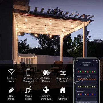 SLR100 LED RGBW Smart Bistro String Lights Color Changing Outdoor Weatherproof 12V Edison Bulbs