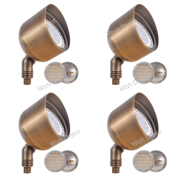 SPB07 4x/8x/12x Package Brass PAR36 12V Outdoor Flood Light Low Voltage LED Landscape Lighting 10W 3000K Bulb