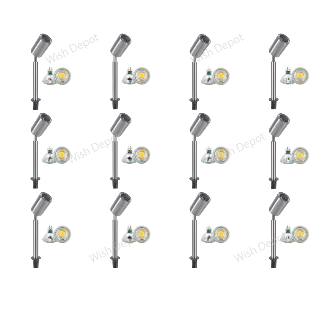 SPS02 4x/8x/12x Package Low Voltage LED Stainless Steel Spotlight Adjustable Up Lighting Fixtures 5W 3000K