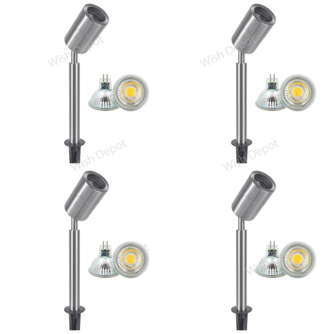 SPS02 4x/8x/12x Package Low Voltage LED Stainless Steel Spotlight Adjustable Up Lighting Fixtures 5W 3000K