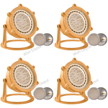 ULB02 4x/8x/12x Package Cast Brass PAR36 LED Low Voltage Underwater Pond Light IP68 Waterproof 10W 3000K Bulb