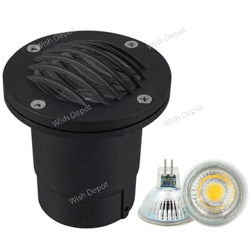 UNA06 4x/8x/12x Package Cast Aluminum Low Voltage Round Grill LED In-ground Well Light IP65 Waterproof 5W 3000K Bulb