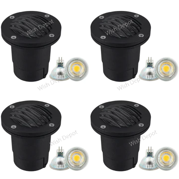 UNA06 4x/8x/12x Package Cast Aluminum Low Voltage Round Grill LED In-ground Well Light IP65 Waterproof 5W 3000K Bulb