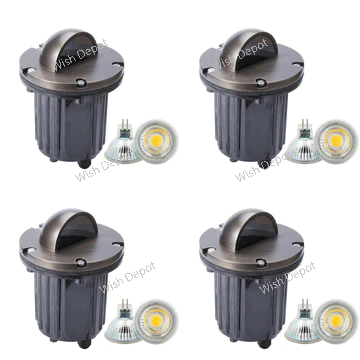 UNB02 4x/8x/12x Package Cast Brass Low Voltage Half Moon Round LED In-ground Well Light IP65 Waterproof 5W 3000K Bulb