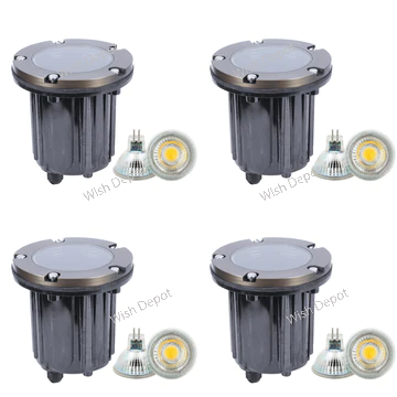 UNB04 4x/8x/12x Package Cast Brass Low Voltage Round LED In-Ground Well Light IP65 Waterproof 5W 3000K Bulb