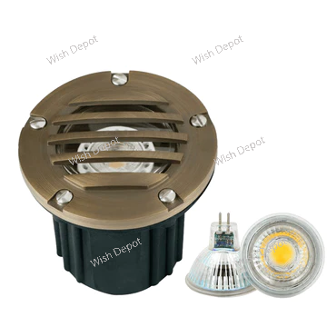 UNB06 4x/8x/12x Package Cast Brass Low Voltage Round Grill LED In-Ground Well Light IP65 Waterproof 5W 3000K Bulb