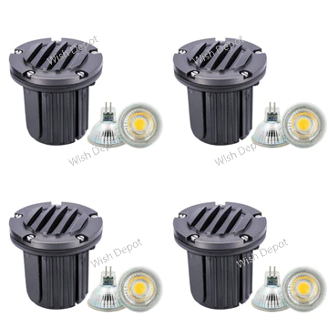 UNB06 4x/8x/12x Package Cast Brass Low Voltage Round Grill LED In-Ground Well Light IP65 Waterproof 5W 3000K Bulb