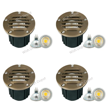 UNB06 4x/8x/12x Package Cast Brass Low Voltage Round Grill LED In-Ground Well Light IP65 Waterproof 5W 3000K Bulb