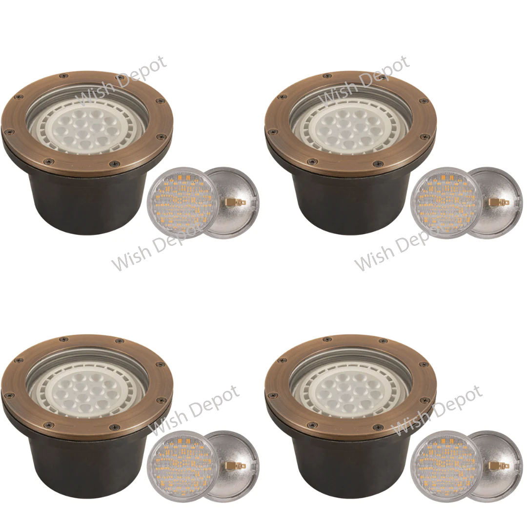 UNB08 4x/8x/12x Package Cast Brass Low Voltage Commercial PAR36 LED In-ground Well Light IP65 Waterproof 10W 3000K