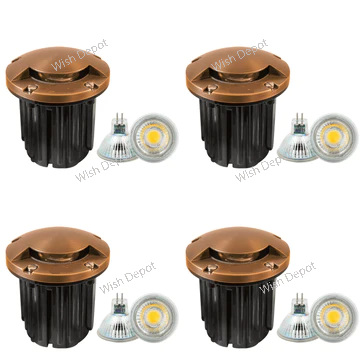 UNB09 4x/8x/12x Package Cast Brass Round Mono-Directional Low Voltage LED In-ground Light 5W 3000K Bulb