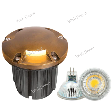 UNB11 4x/8x/12x Package Cast Brass Round Tri-Directional Low Voltage LED In-ground Light 5W 3000K Bulb