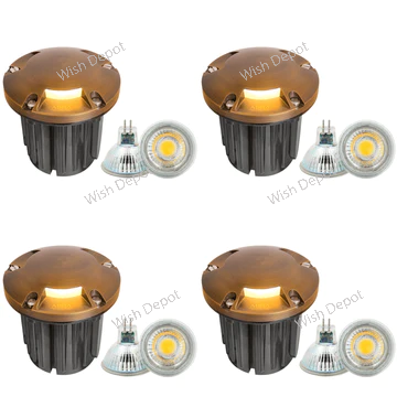 UNB11 4x/8x/12x Package Cast Brass Round Tri-Directional Low Voltage LED In-ground Light 5W 3000K Bulb