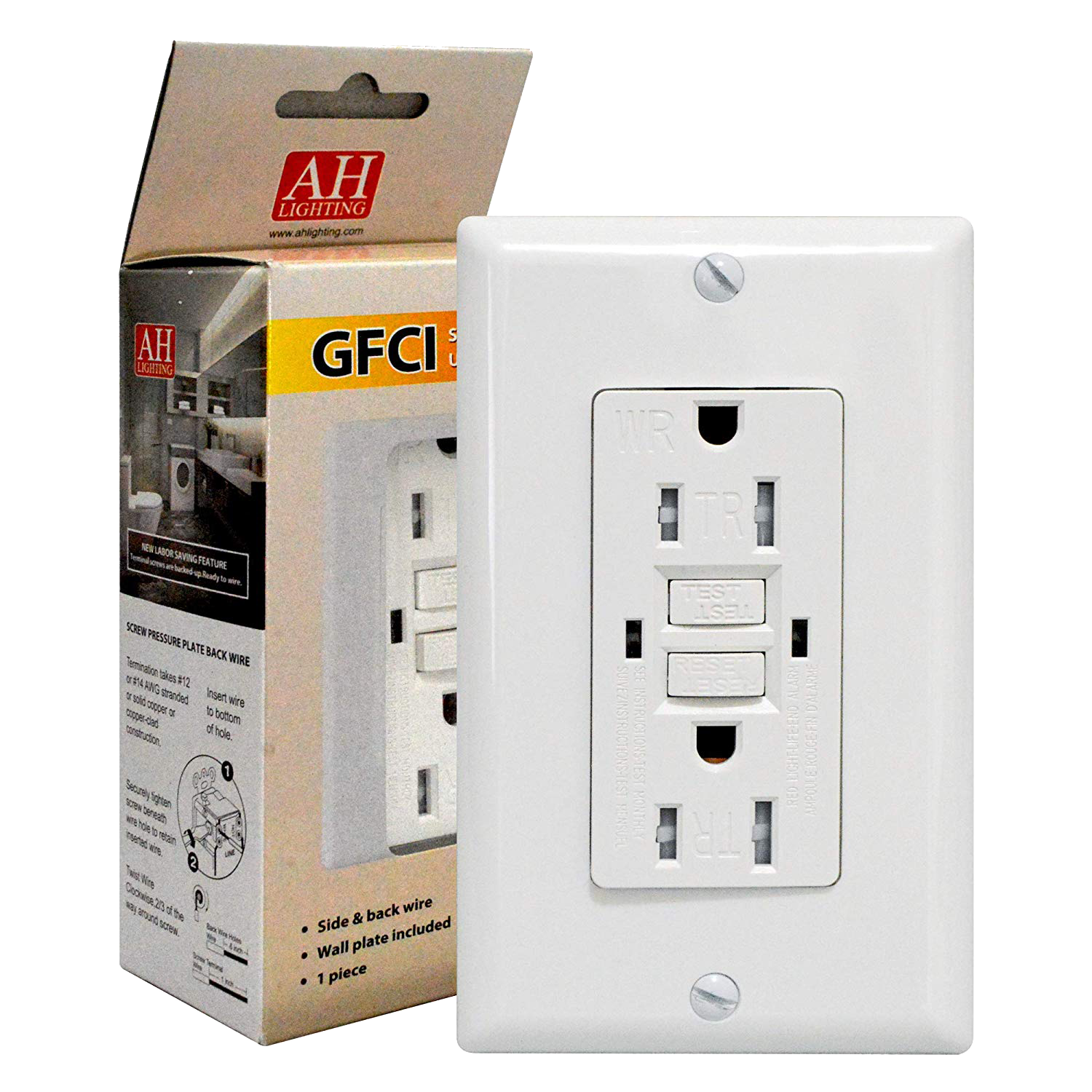 GFCI 15Amp Tamper Resistant - Self Test (UL943) White