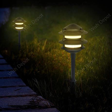 Aluminum Low Voltage Landscape Lighting 3 Tier Pagoda Path Light