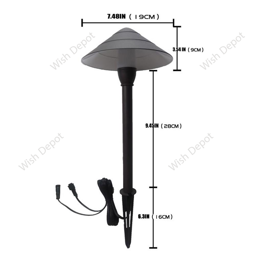 Mushroom LED Path Light Beaded Swivel Hat Landscape Fixture