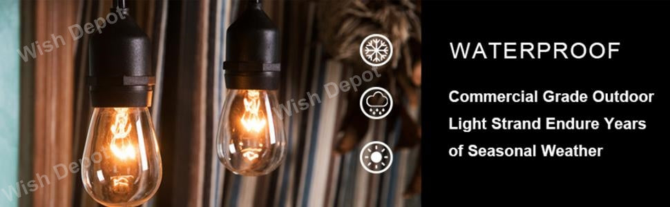 ED Low Voltage Bistro String Lights 48 FT Outdoor Weatherproof 12V Edison Bulbs