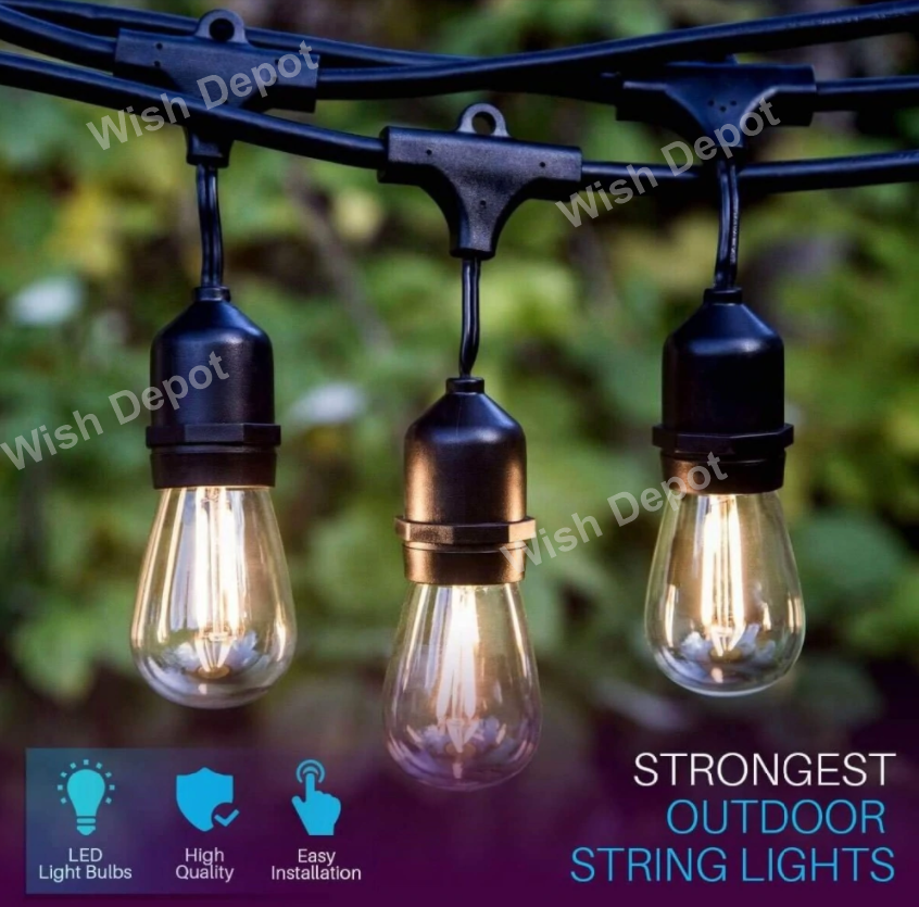 ED Low Voltage Bistro String Lights 48 FT Outdoor Weatherproof 12V Edison Bulbs